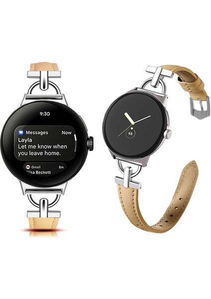 Google Pixel Watch 1/2 Için Kişiselleştirilmiş Metal Hakiki Deri Saat Kayışı (Yurt Dışından)