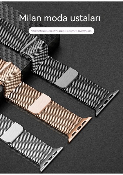 Apple Watch 1-9 Nesillere Uygun Milanese Kayış, Apple Paslanmaz Çelik Metal Saat Kayışı, 38 Mm, 40 mm ve 41 mm Kadranlı Apple Saatlerine Uygundur (Yurt Dışından)