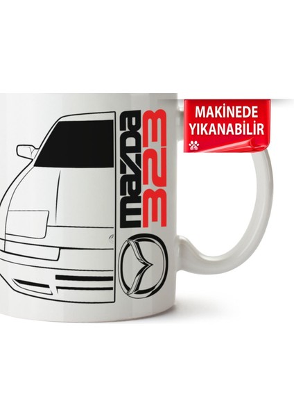 Çakılap Mazda 323 Baskılı Porselen Kupa Bardak (Kp-Otmbl-Mzd)