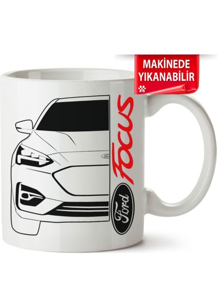 Çakılap Ford Focus Mk4 Baskılı Porselen Kupa Bardak (Kp-Otmbl-Frd)
