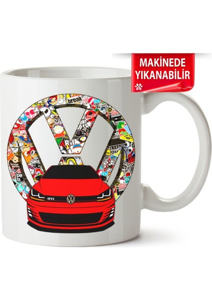 Çakılap Vw Golf 7 Baskıpı Porselen Kupa Bardak (Kp-Otmbl-Vw)