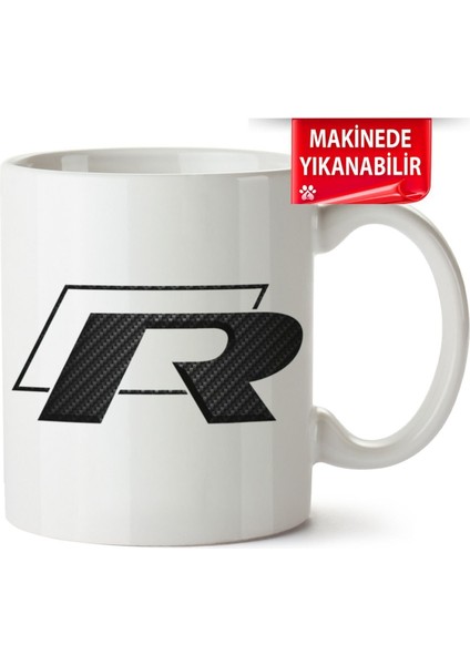 Çakılap Vw R Logo Baskıpı Porselen Kupa Bardak (Kp-Otmbl-Vw)
