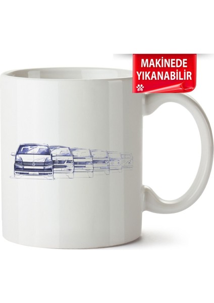 Çakılap Vw Transporter T6 Baskıpı Porselen Kupa Bardak (Kp-Otmbl-Vw)