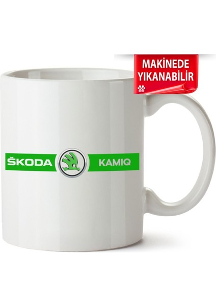 Çakılap Skoda Kamiq Logo Baskıpı Porselen Kupa Bardak (Kp-Otmbl-Skd)