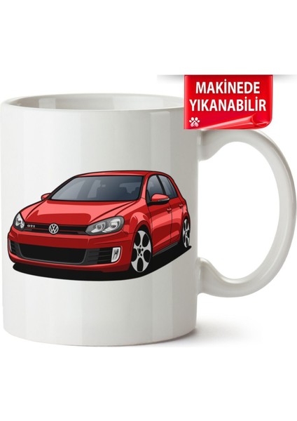 Çakılap Vw Golf 6 Baskıpı Porselen Kupa Bardak (Kp-Otmbl-Vw)