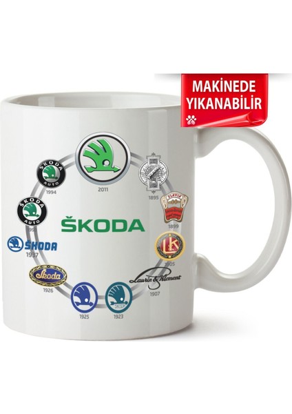 Çakılap Skoda Logo Baskıpı Porselen Kupa Bardak (Kp-Otmbl-Skd)