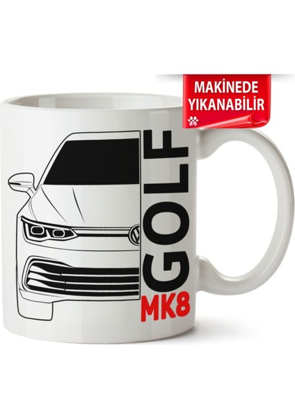 Çakılap Vw Golf 8 Baskıpı Porselen Kupa Bardak (Kp-Otmbl-Vw)
