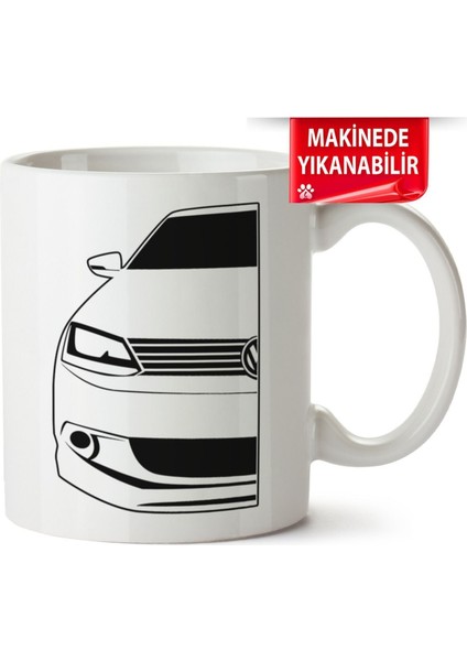 Çakılap Vw Jetta Mk6 Baskıpı Porselen Kupa Bardak (Kp-Otmbl-Vw)