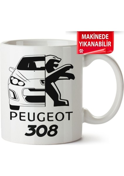 Çakılap Peugeot 308 Baskıpı Porselen Kupa Bardak