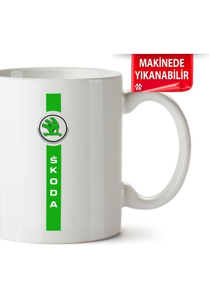 Çakılap Skoda Logo Baskıpı Porselen Kupa Bardak