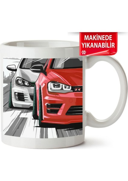 Çakılap Vw Golf 7 Baskıpı Porselen Kupa Bardak (Kp-Otmbl-Vw)