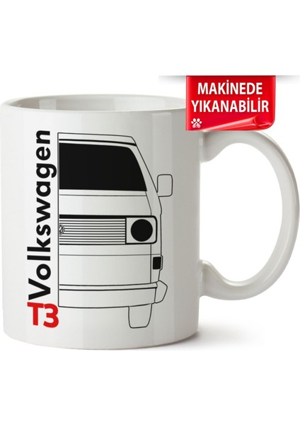 Çakılap Vw Transporter T3 Baskıpı Porselen Kupa Bardak (Kp-Otmbl-Vw)