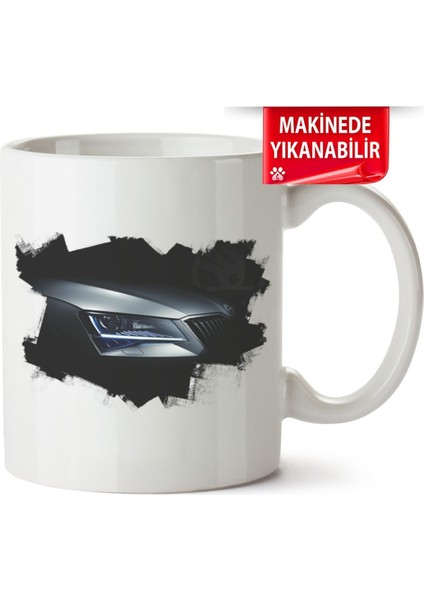 Çakılap Skoda Superb B7 Baskıpı Porselen Kupa Bardak (Kp-Otmbl-Skd)