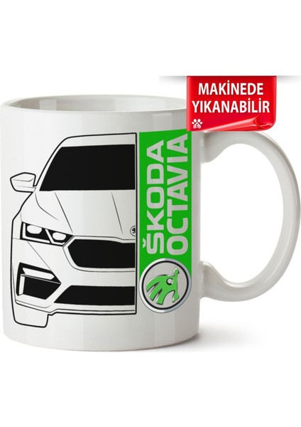 Çakılap Skoda Octavia A8 Baskıpı Porselen Kupa-Bardak