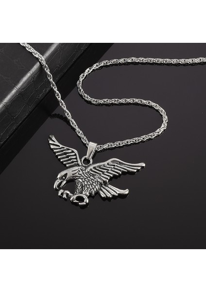 A4553-GÜMÜŞ Erkekler ın Kartal Kolye Amerikan Bayrağı Kartal Charm Kolye Iskandinav Viking Kartal Etiketi Kolye Kolye Punk Rock Akbaba Kolye (Yurt Dışından)