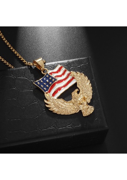 A4553-GÜMÜŞ Erkekler ın Kartal Kolye Amerikan Bayrağı Kartal Charm Kolye Iskandinav Viking Kartal Etiketi Kolye Kolye Punk Rock Akbaba Kolye (Yurt Dışından)