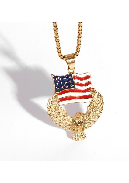 A4553-GÜMÜŞ Erkekler ın Kartal Kolye Amerikan Bayrağı Kartal Charm Kolye Iskandinav Viking Kartal Etiketi Kolye Kolye Punk Rock Akbaba Kolye (Yurt Dışından)