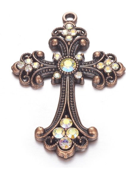 74X50X6MM 2 Adet Antik Gümüş Renk Ton Çapraz Takılar Dini Inanç Alaşım Rhinestone Büyük Kolye Kolye Takı Yapımı Bulguları (Yurt Dışından)