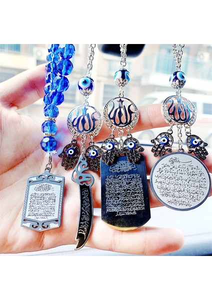 AL6678-ALTIN Islam Allah Kuran Sürücü Güvenle Araba Dikiz Aynası Paslanmaz Çelik Araba Kolye Asılı Araba Şekillendirici Aksesuarları (Yurt Dışından)
