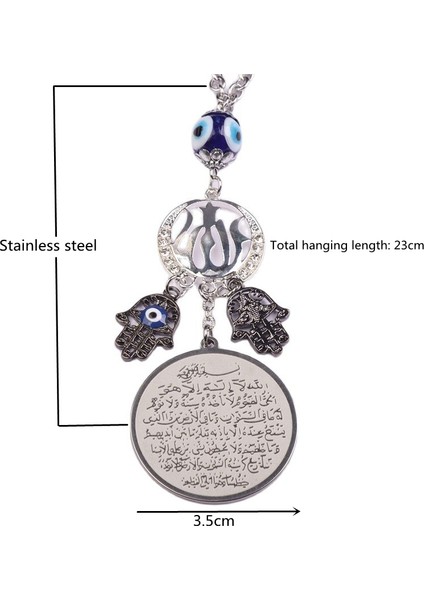 AL6678-ALTIN Islam Allah Kuran Sürücü Güvenle Araba Dikiz Aynası Paslanmaz Çelik Araba Kolye Asılı Araba Şekillendirici Aksesuarları (Yurt Dışından)