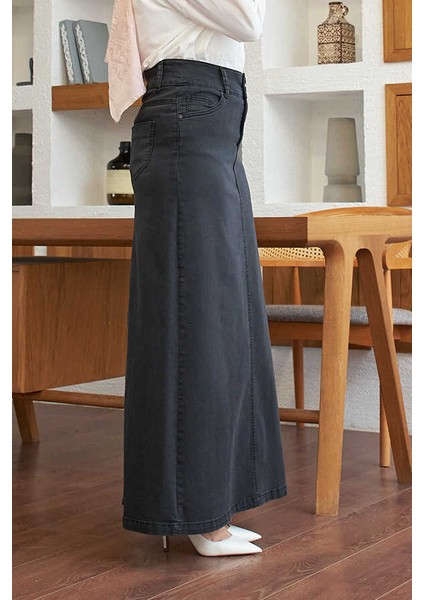 2254-DENIM Klasik Etek Füme fiyatları