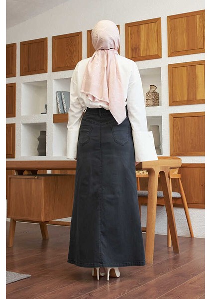 2254-DENIM Klasik Etek Füme modelleri