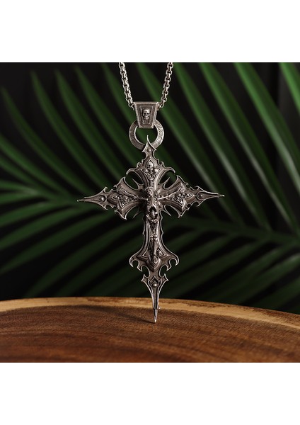AL19718-GÜMÜŞ Kişilik Vintage Gotik Çarmıha Gerilme Kafatası Çapraz Kolye Kolye Erkekler Için Parti Trendi Punk Takı Hediye (Yurt Dışından) fırsatları