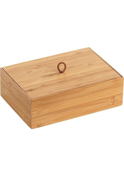Bambu Box Terra Kapaklı L, Mutfak, Banyo ve Tüm Ev Için Düzenleyici Kutu, Banyo Ürünleri, Mutfak Gereçleri Veya Şekerlemeler Için, Pratik Halkalı, 22 x 7 x 15 Cm, Doğal