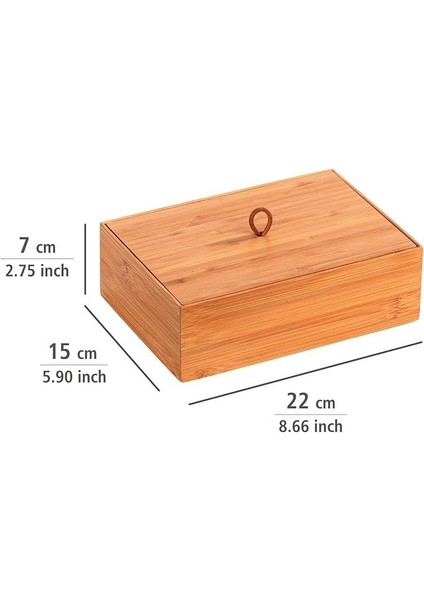 Bambu Box Terra Kapaklı L, Mutfak, Banyo ve Tüm Ev Için Düzenleyici Kutu, Banyo Ürünleri, Mutfak Gereçleri Veya Şekerlemeler Için, Pratik Halkalı, 22 x 7 x 15 Cm, Doğal fiyatları