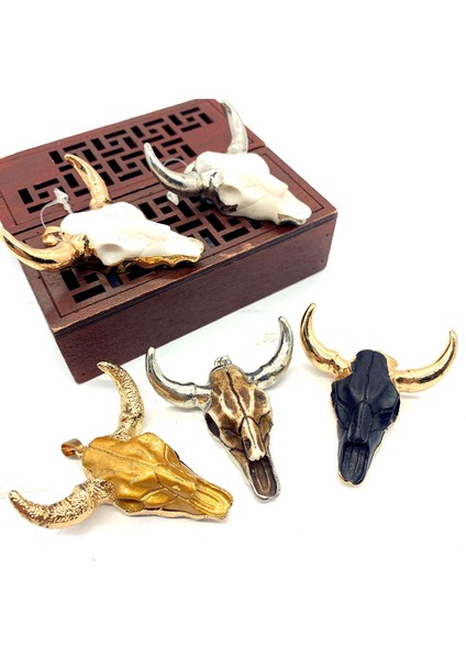 L-45X46MM-1 Adet Moda Reçine Retro Etnik Boğa Kafatası Öküz Kemik Kolye Akrilik Kolye Renk Dıy Takı Yapımı Için Uygun Kolye (Yurt Dışından) fiyatları