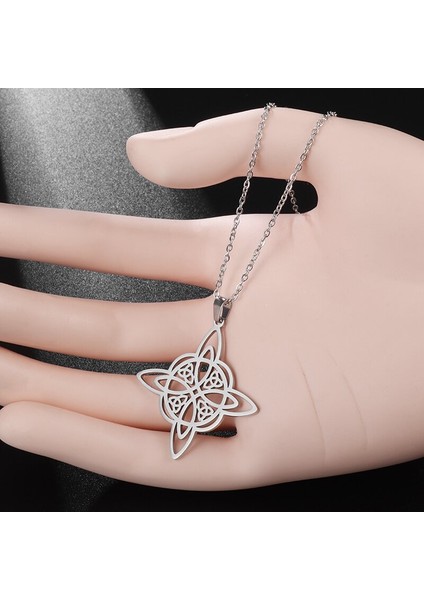 AL19043-ALTIN Moda Kişilik Tasarım Paslanmaz Çelik Büyücülük Cadı Düğümü Kolye Kolye Kadınlar Için Celtic Sihirli Düğüm Muska Takı (Yurt Dışından) modelleri
