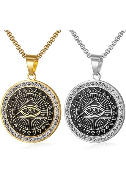 AL4600-GÜMÜŞ Klasik Dini Stil Yüksek Li Metal Nazar Işınları Kolye Kolye Masonik Erkekler Muska Takı (Yurt Dışından)