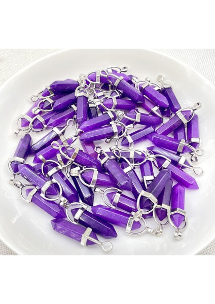 No.31 Doğal Taş Taş Kuvars Kristal Kaplan Gözü Çizgili Akik Altıgen Sarkaç Reiki Kolye Dıy Takı Yapımı Kolye (Yurt Dışından)