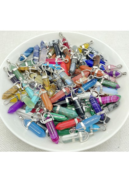 No.31 Doğal Taş Taş Kuvars Kristal Kaplan Gözü Çizgili Akik Altıgen Sarkaç Reiki Kolye Dıy Takı Yapımı Kolye (Yurt Dışından) fiyatları