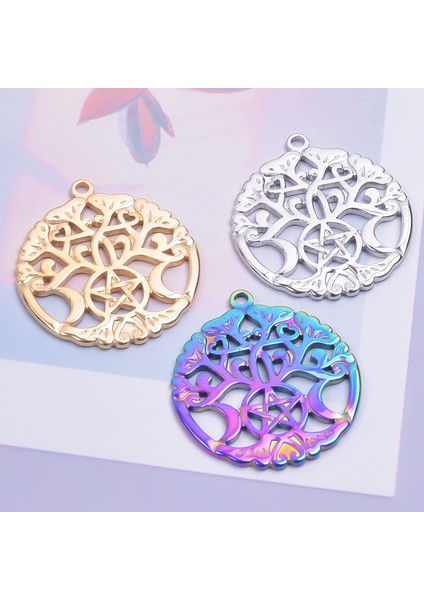 S567 6 Adetlot Büyücülük Celtic Düğüm Koruma Muska Charms Paslanmaz Çelik Wicca Tanrıça Üçlü Ay Kolye Подвеска Takı Için (Yurt Dışından)