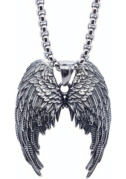 AL1353-SILVER Moda Retro Kişilik Melek Kanatları Alaşım Kolye Kolye Erkekler Bayanlar Punk Trend Takı Hediyeler (Yurt Dışından)