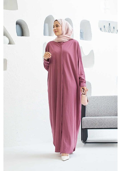 6571-ANCELINA Abaya Lila indirimleri
