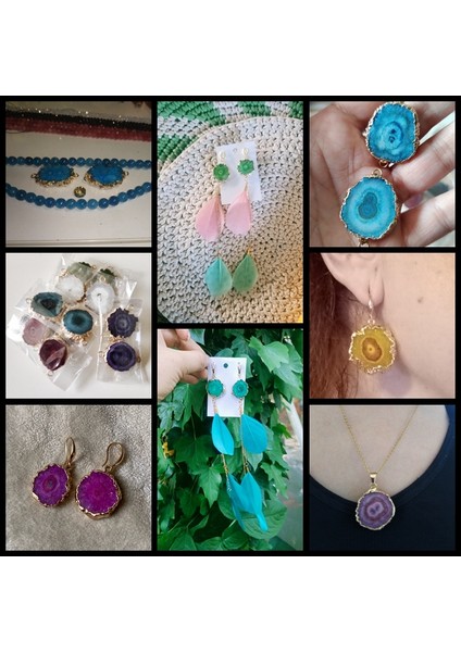 15MOR2PCKONEKTÖR 2 Adet Doğal Taş Renkli Akik Druzy Kolye Düzensiz Kuvars Çift Delik Bağlayıcı Charm Takı Yapımı Bilezikler Kolye (Yurt Dışından) fırsatları