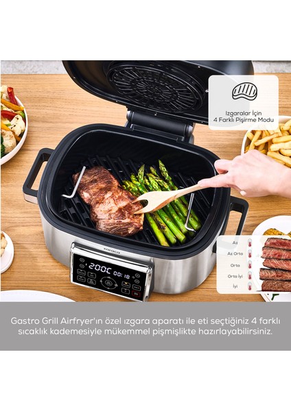 Gastro Grill 6 Kişilik Geniş Hacim Airfryer, Air Grill ve Izgara Makinesi