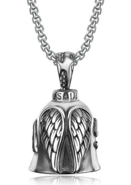 AL2263-GÜMÜŞ Vintage Punk Melek Kanat Metal Çan Kolye Kolye Erkekler ın Rock Partisi Biker Takı (Yurt Dışından)