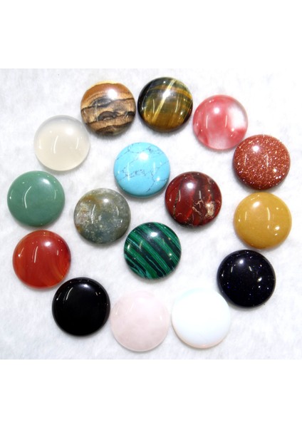 No.10 25MM Doğal Taş Kuvars Kristal Lapis Kaplan Gözü Opal Yuvarlak Cabochon Kolye Dıy Takı Yapımı Için Kolye Aksesuarları 1 Adet (Yurt Dışından)