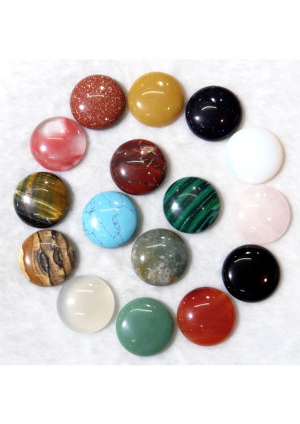 No.10 25MM Doğal Taş Kuvars Kristal Lapis Kaplan Gözü Opal Yuvarlak Cabochon Kolye Dıy Takı Yapımı Için Kolye Aksesuarları 1 Adet (Yurt Dışından)