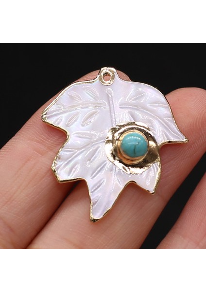 Turkuaz Doğal Beyaz Kabuk Kolye Oyma Yaprak Sedef Kabuk Turquoises Kristal Druzy Charms Takı Yapımı Için Dıy Kolye (Yurt Dışından)