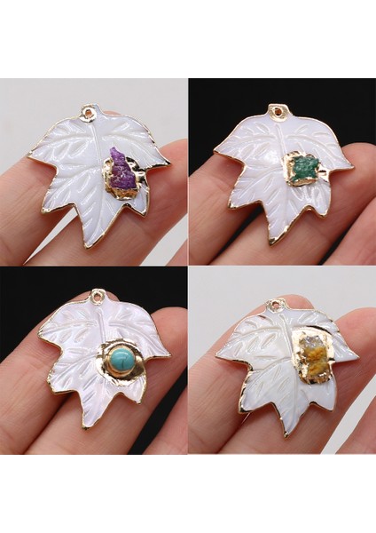 Turkuaz Doğal Beyaz Kabuk Kolye Oyma Yaprak Sedef Kabuk Turquoises Kristal Druzy Charms Takı Yapımı Için Dıy Kolye (Yurt Dışından) fiyatları