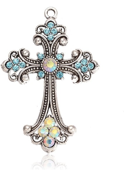 74X54X8MM 2 Adet Antik Gümüş Renk Ton Çapraz Takılar Dini Inanç Alaşım Rhinestone Büyük Kolye Kolye Takı Yapımı Bulguları (Yurt Dışından)