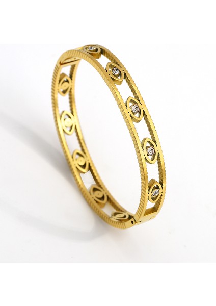 D269646B Trendy Boho Nazar Paslanmaz Çelik Bilezik Kadınlar Için Bilezikler Vintage Claarm Renkli Zirkon Dostluk Aksesuarları (Yurt Dışından)