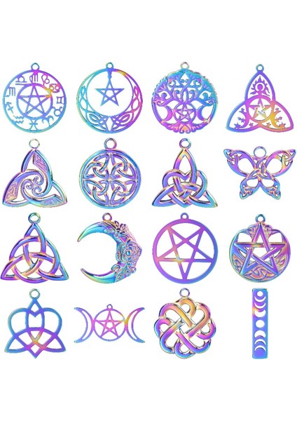 S630-R 6 Adetlot Büyücülük Celtic Düğüm Koruma Muska Charms Paslanmaz Çelik Wicca Tanrıça Üçlü Ay Kolye Подвеска Takı Için (Yurt Dışından)