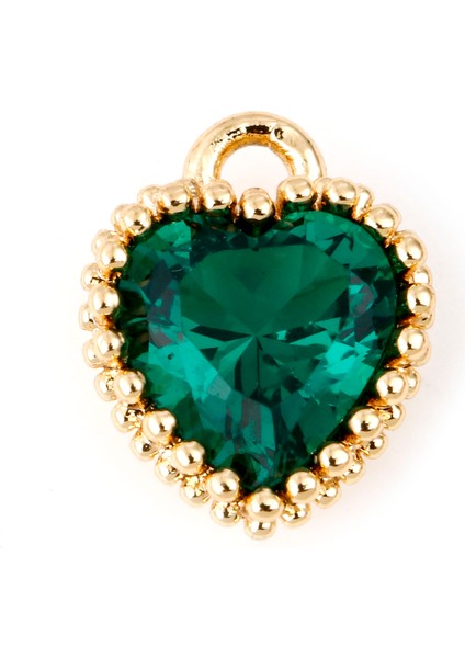 Zümrüt Bakır Birthstone Charms Kalp Altın Rengi Çok Renkli Kübik Zirkonya Dıy Yapımı Için Kolye Küpe Takı 8mm x Adet (Yurt Dışından)