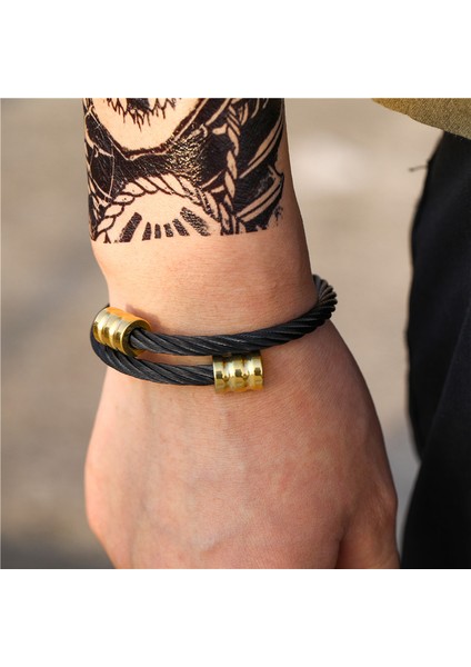 ZJ3237 Hip Hop Paslanmaz Çelik Erkek Bileklik Bileklik Titanyum Ayarlanabilir Açık Manşet Charm Bileklik Takı Pulseras Ombre Punk Takı (Yurt Dışından) fırsatları