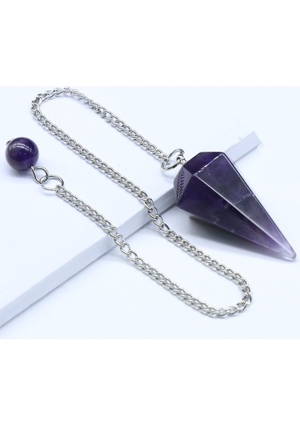 Ametist Büyük Boy Doğal Kuvars Taş Kolye Ametist Kaplan Gözü Koni Pembe Kristal Kolye Muska Erkek Kadın Şifa Meditasyon Sarkaç (Yurt Dışından)